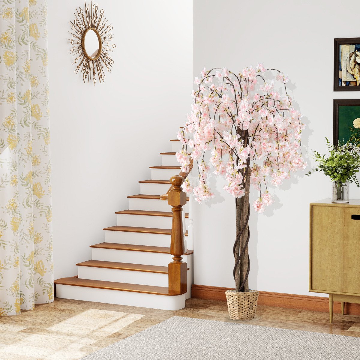 163CM Tall Artificial Cherry Blossom Tree with Flowers-Pink