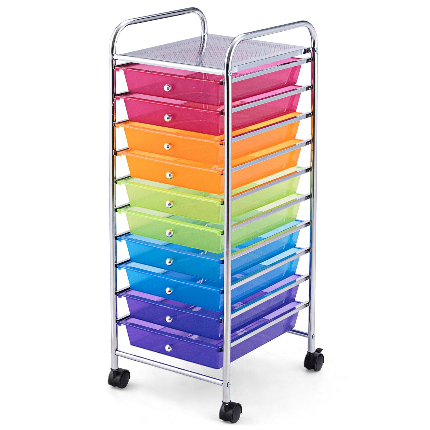 10 Drawers Mobile Storage Trolley with 4 Wheels for Beauty-Black