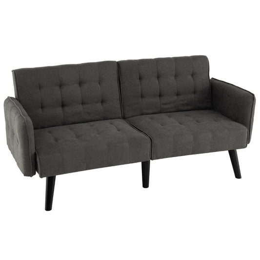 164 CM Convertible Futon Sofa Bed with 3-Position Adjustable Backrests-Grey