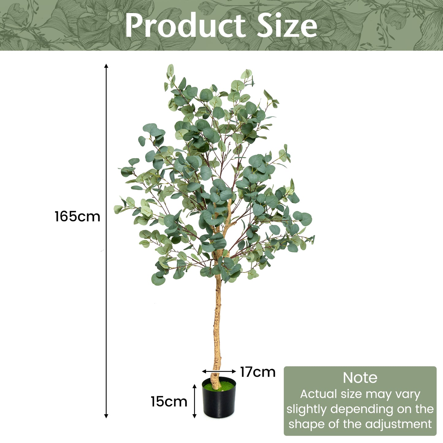 1.4/1.65 m Artificial Eucalyptus Tree with Silver Dollar Leaves-1.4 m