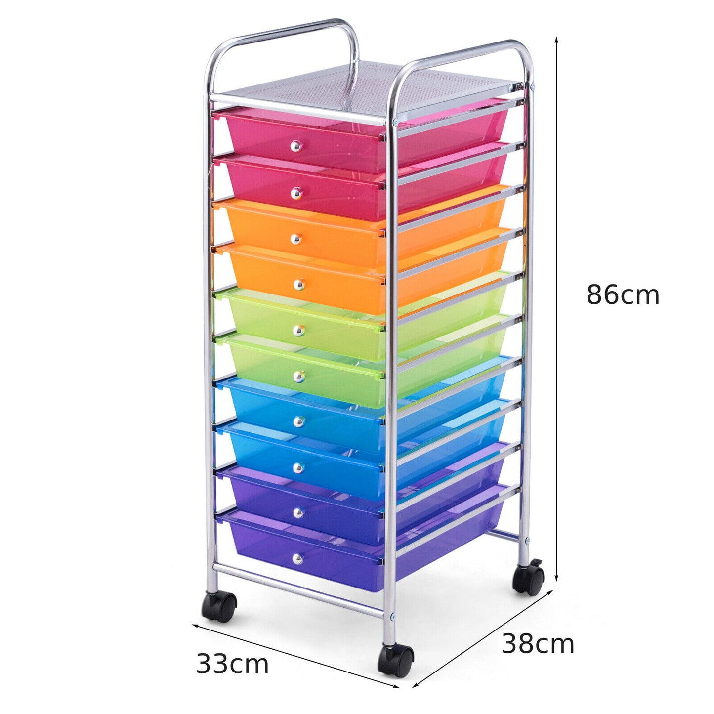 10 Drawers Mobile Storage Trolley with 4 Wheels for Beauty-Black