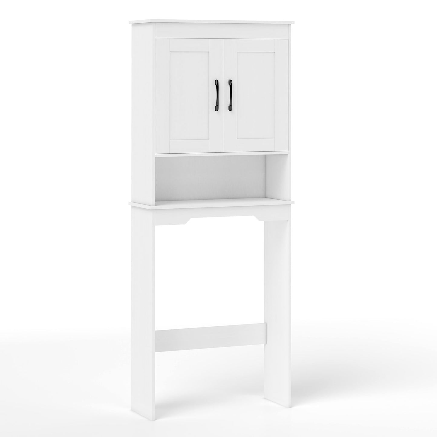 168 CM Over The Toilet Storage Cabinet with 2 Doors and Adjustable Shelf-White