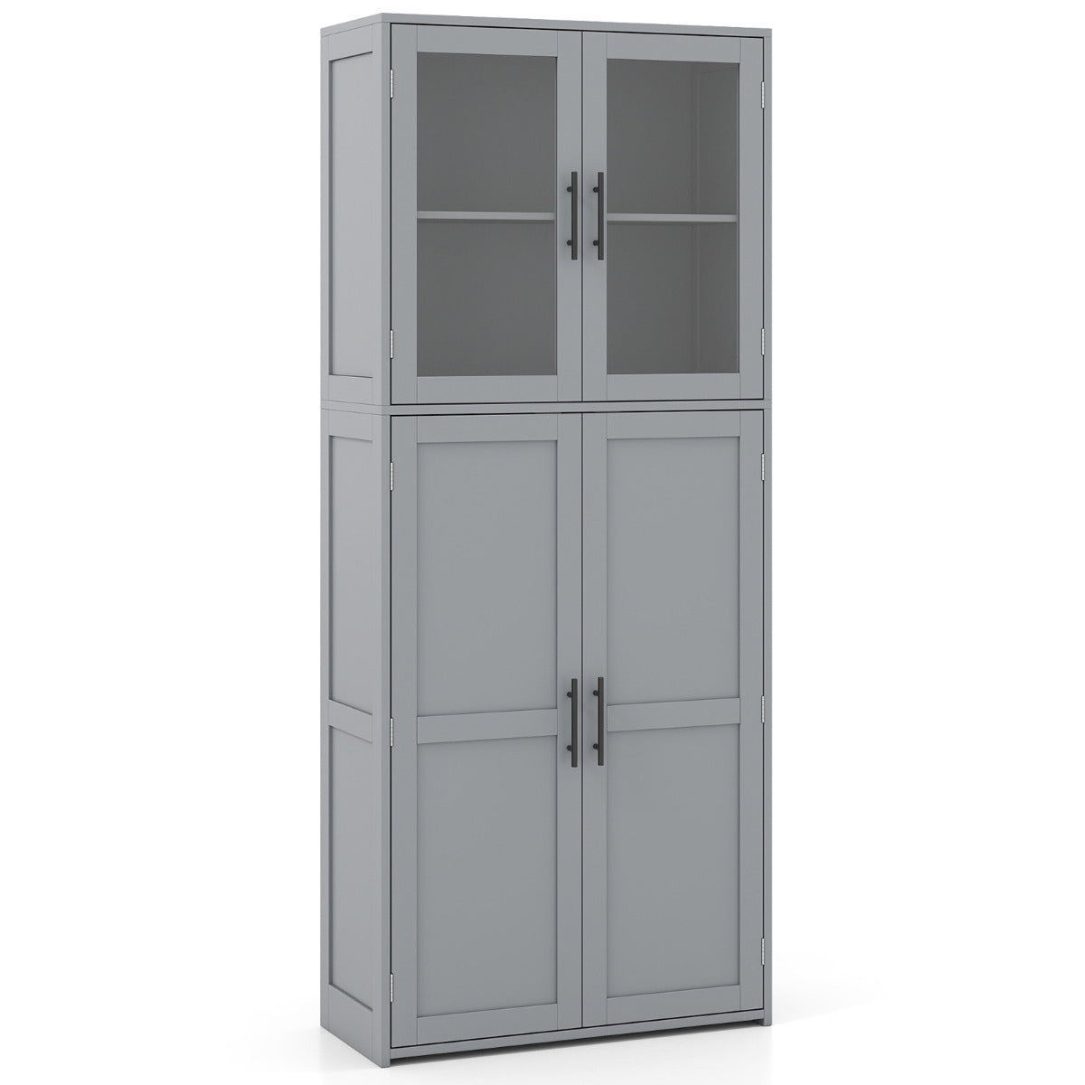 168CM Tall Freestanding Cleaning Tool Cabinet with Doors and Shelves-White