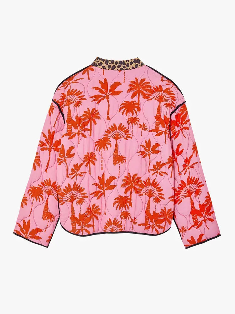 Leopard Print Stitched Cotton Jacket