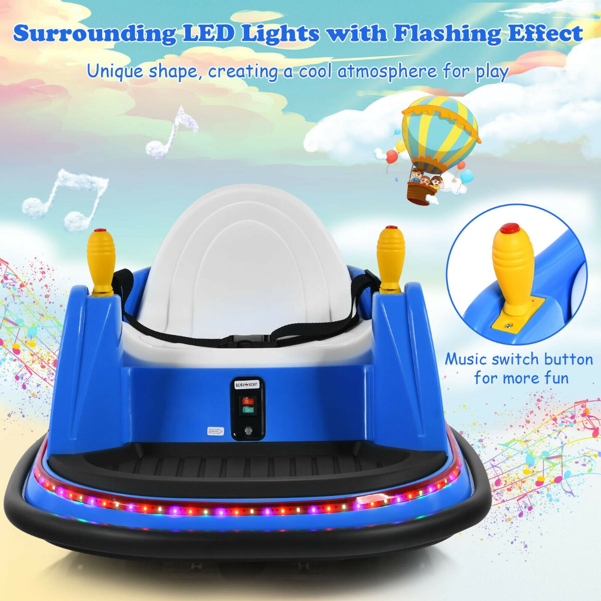 Kids Ride-On Bumper Car with Colorful Flashing Lights and Music-Green