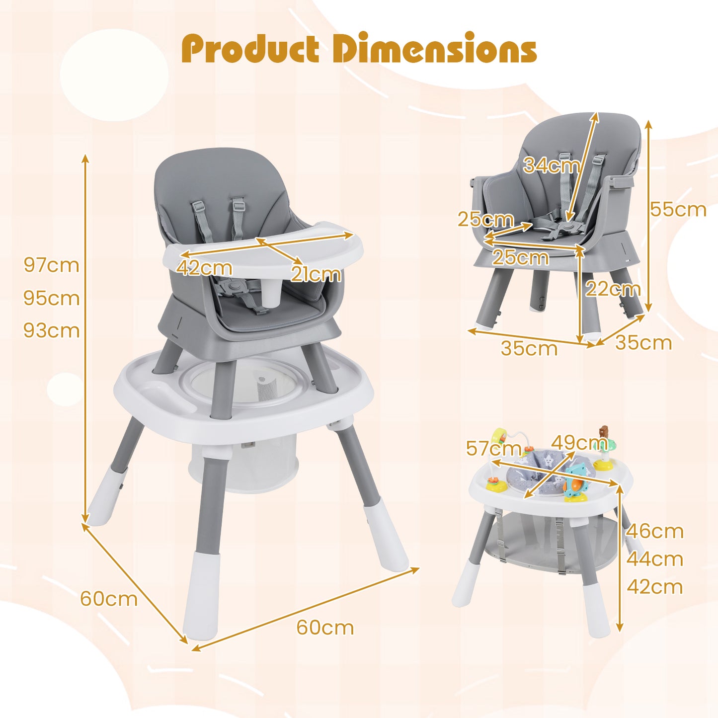 16-in-1 Convertible Baby High Chair with Removable Tray and 5-Point Harness-Blue
