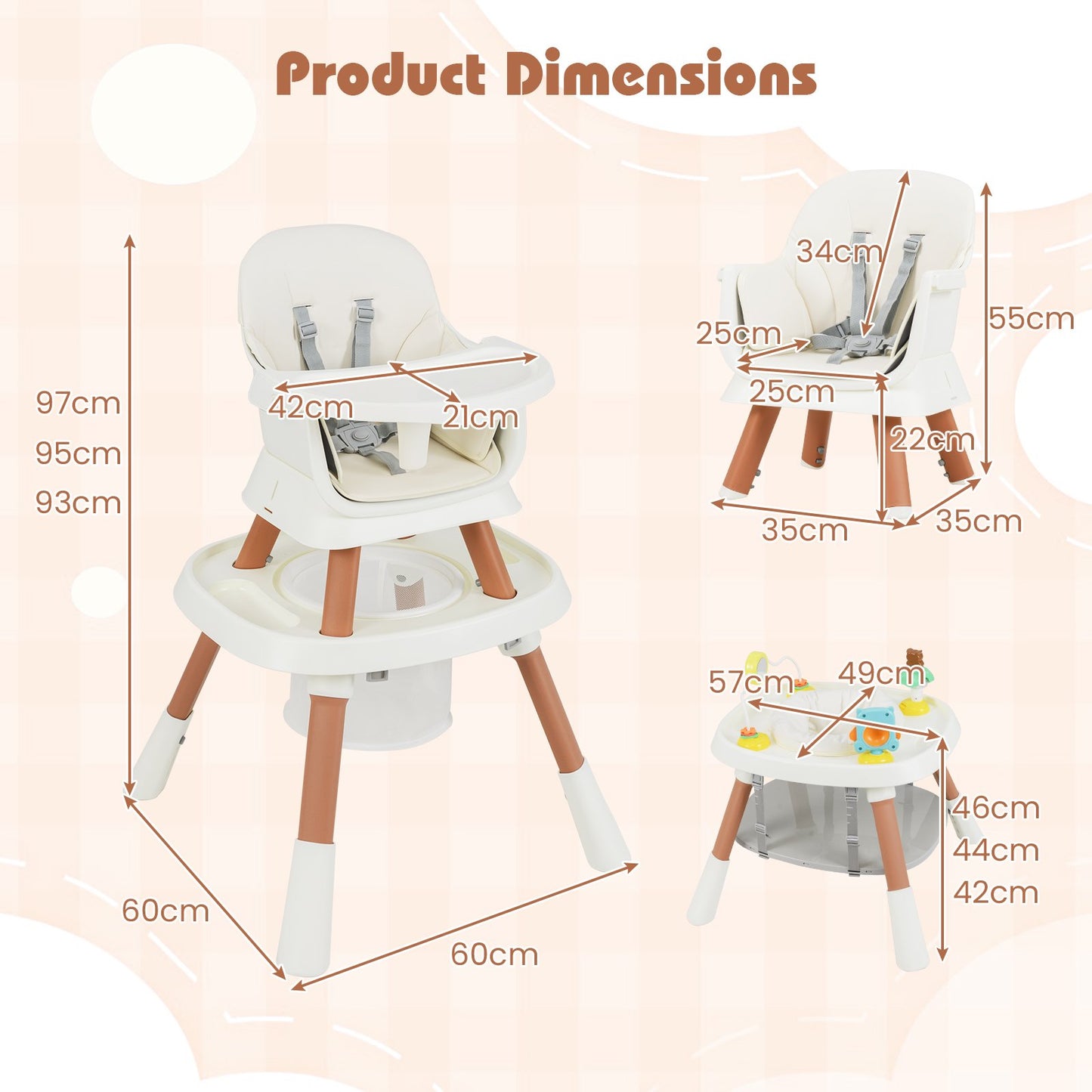 16-in-1 Convertible Baby High Chair with Removable Tray and 5-Point Harness-Blue