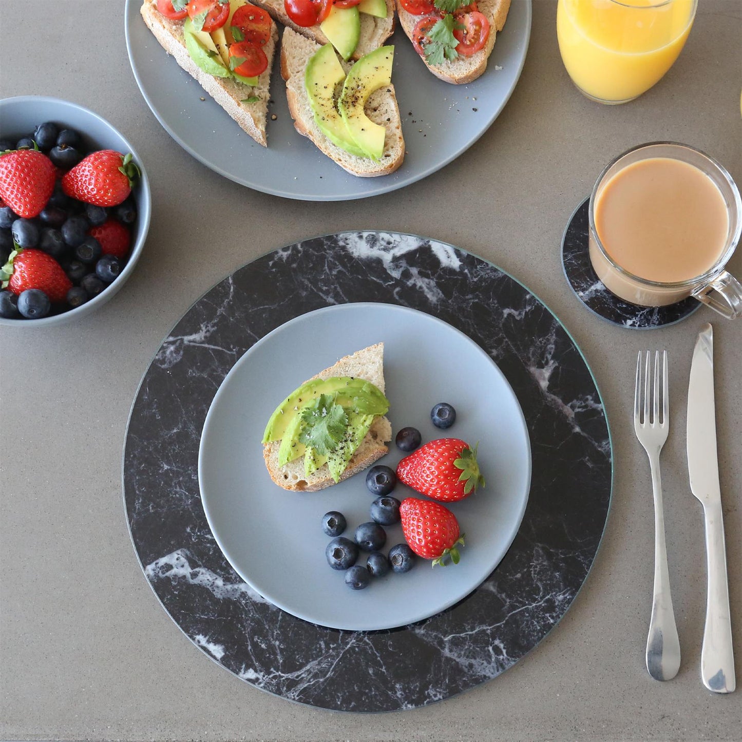 Round Glass Coasters - Marble - Pack of 6