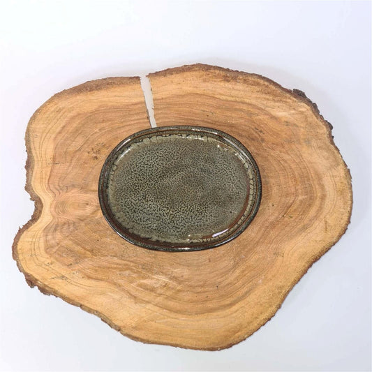 16cm Glazed Drip Tray | Oval | Green