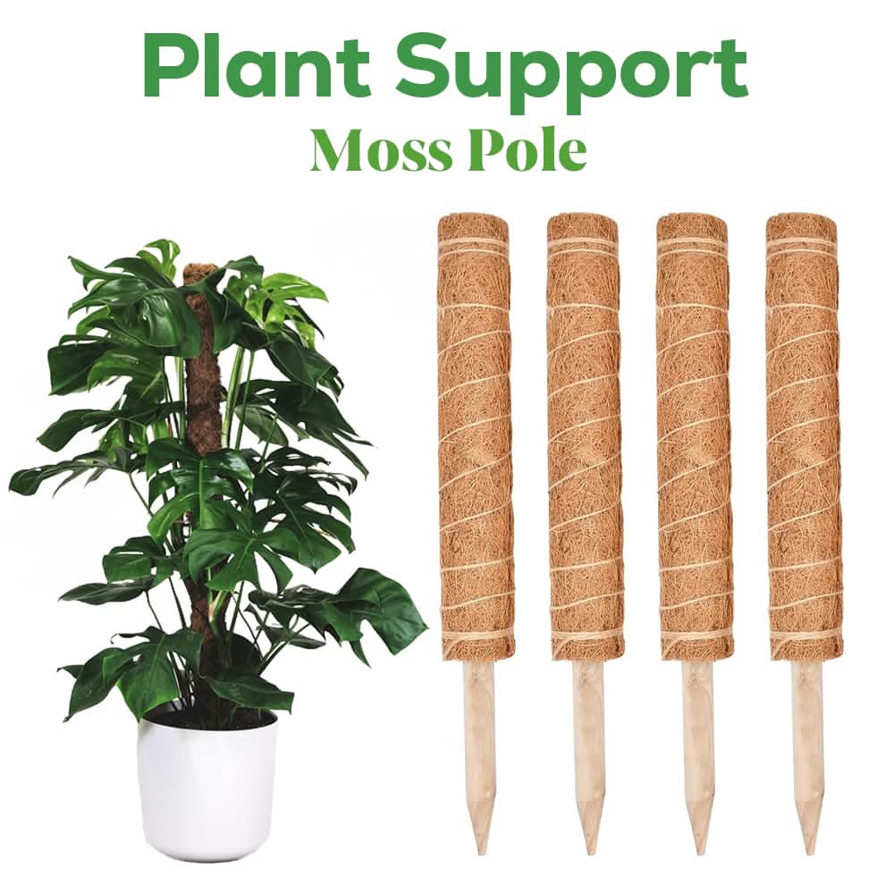 4pc Coir Moss Pole Plant Supports Stackable Fibre Stakes 16cm