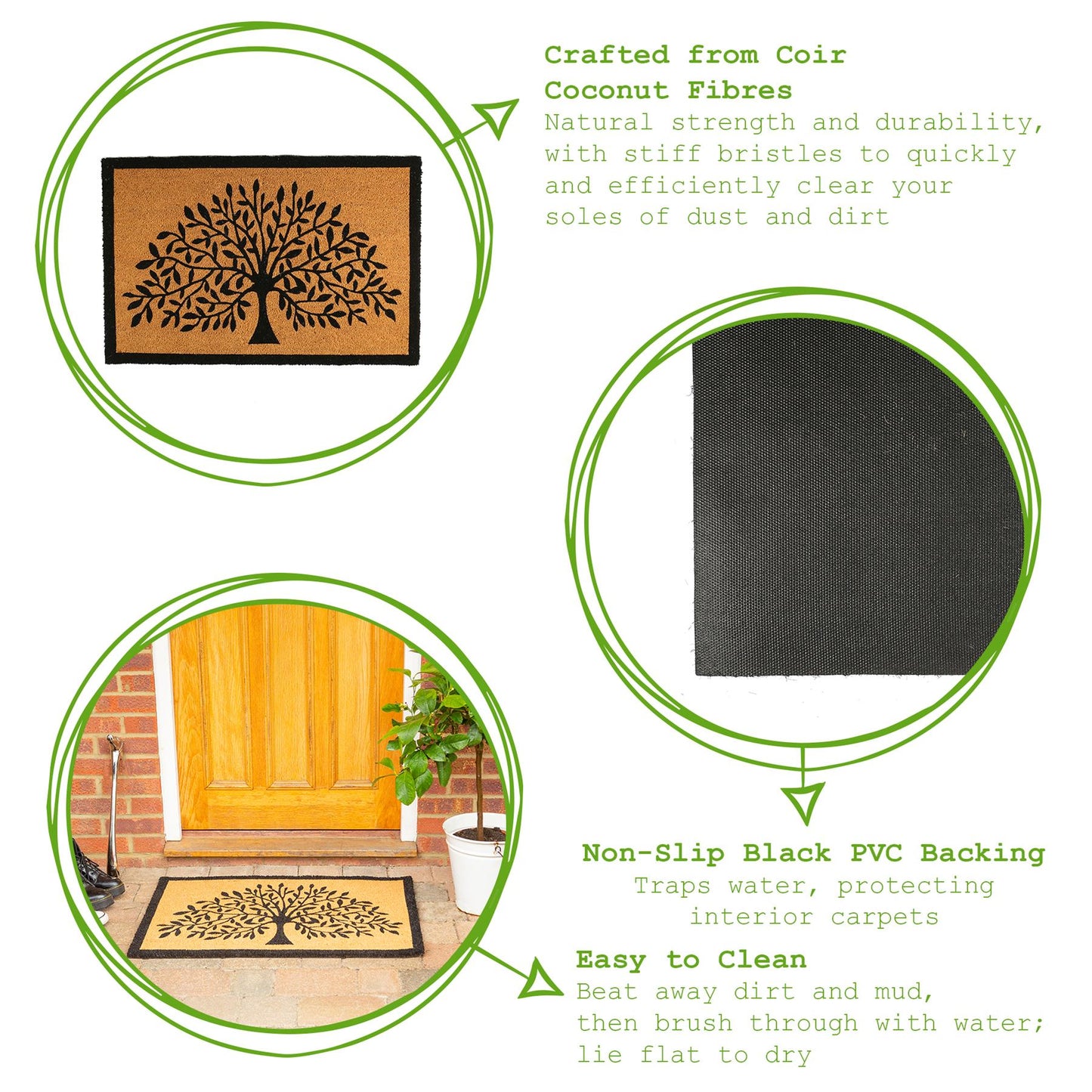 90cm x 60cm Tree of Life Coir Door Mat