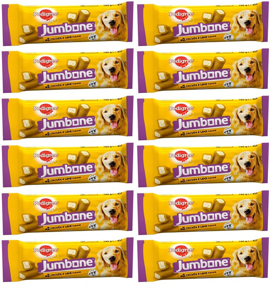 12 x Pedigree Jumbone Adult Medium Dog Treat Chicken & Lamb 2 Chews 180G