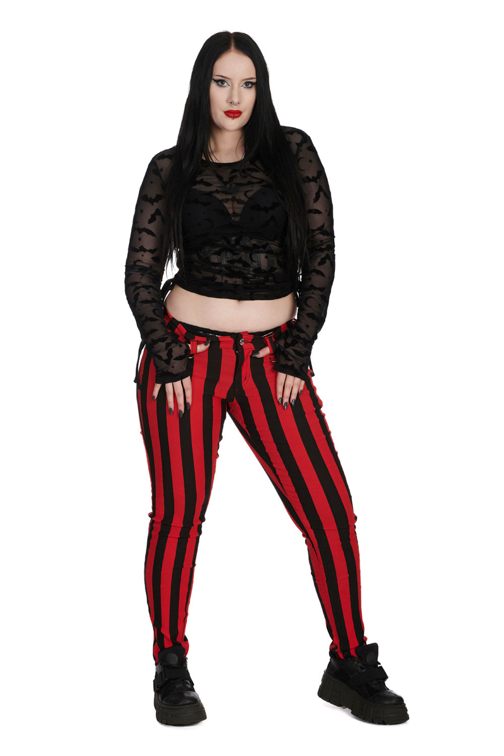 Banned Groove is All Around Mesh Top with Flock Bat Print - Size UK 8 Left Only!