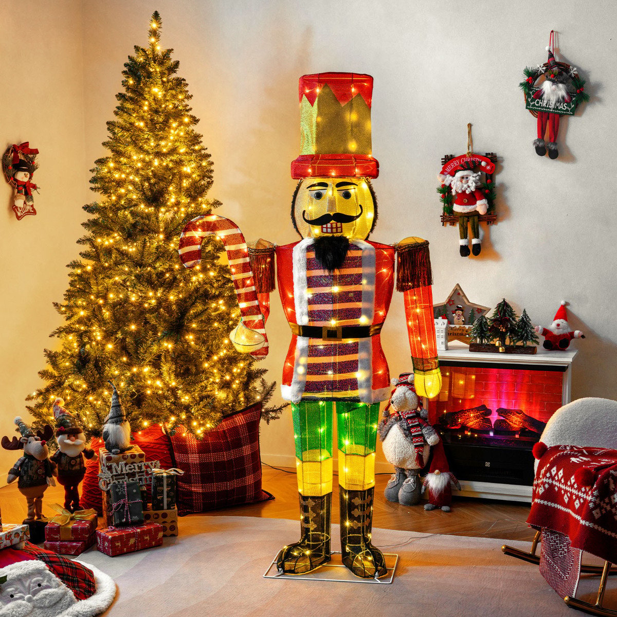 170 CM Lighted Nutcracker Soldier Outdoor Christmas Decoration