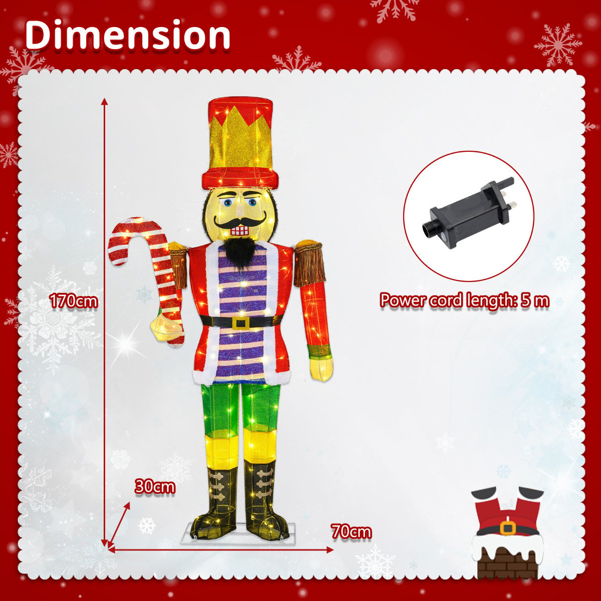 170 CM Lighted Nutcracker Soldier Outdoor Christmas Decoration