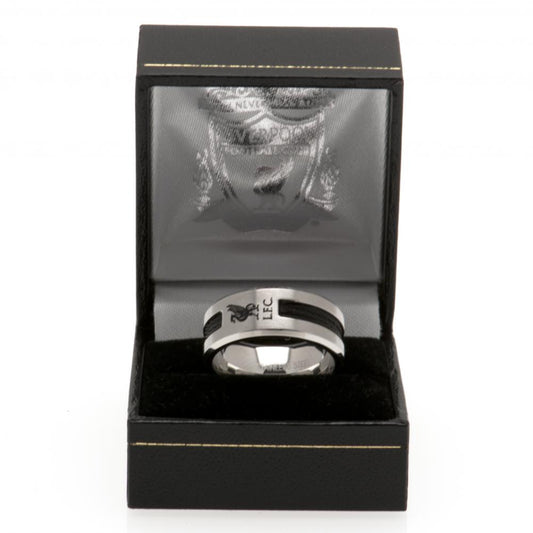 Liverpool FC Large Black Inlay Ring - Stainless Steel