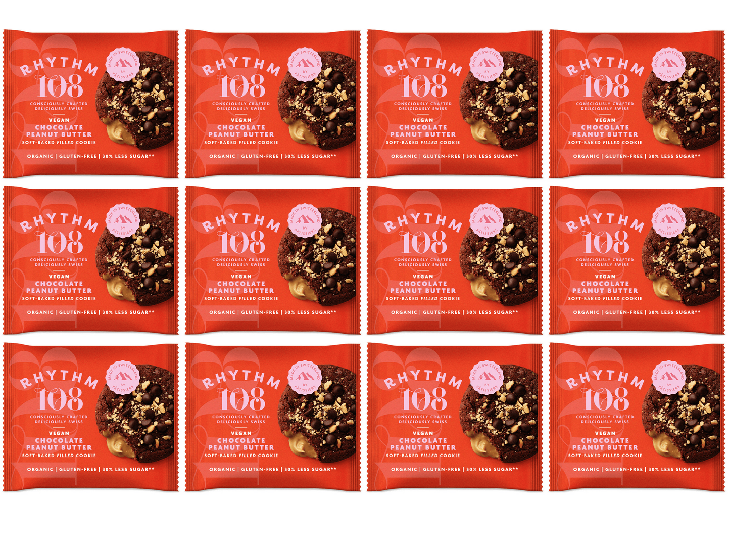 12 x Rhythm 108 Choc Peanut Butter Cookie  - 50g