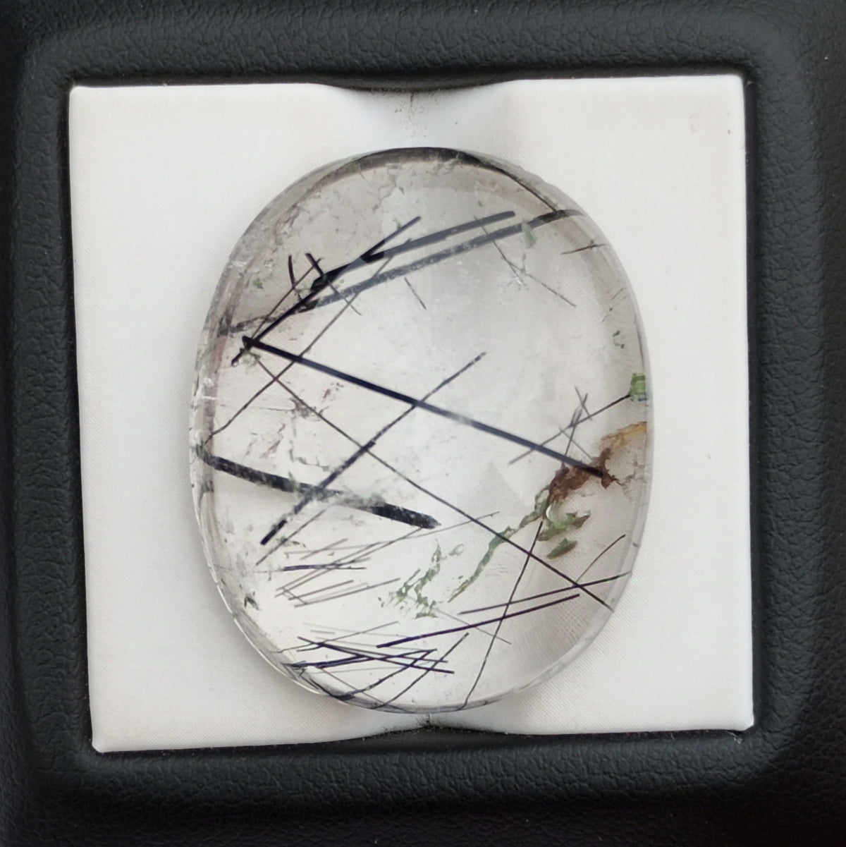48ct Black Tourmalated Quartz -Cabochon Black Rutile Quartz - Rutilated Quartz