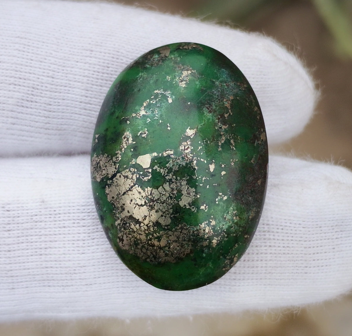32ct Green Turquoise with Pyrite, Natural Feroza Stone Dimension 19x26x9mm