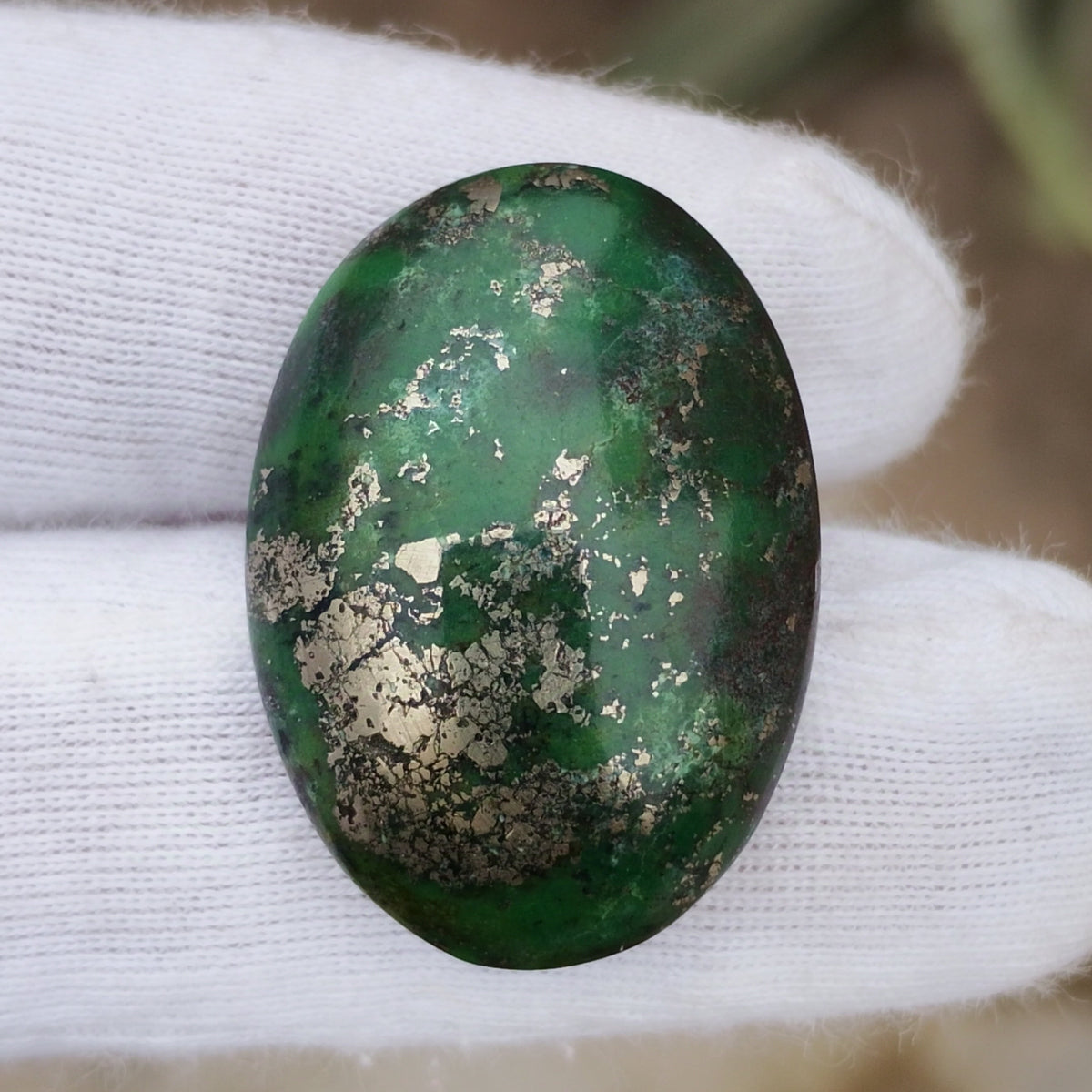 32ct Green Turquoise with Pyrite, Natural Feroza Stone Dimension 19x26x9mm