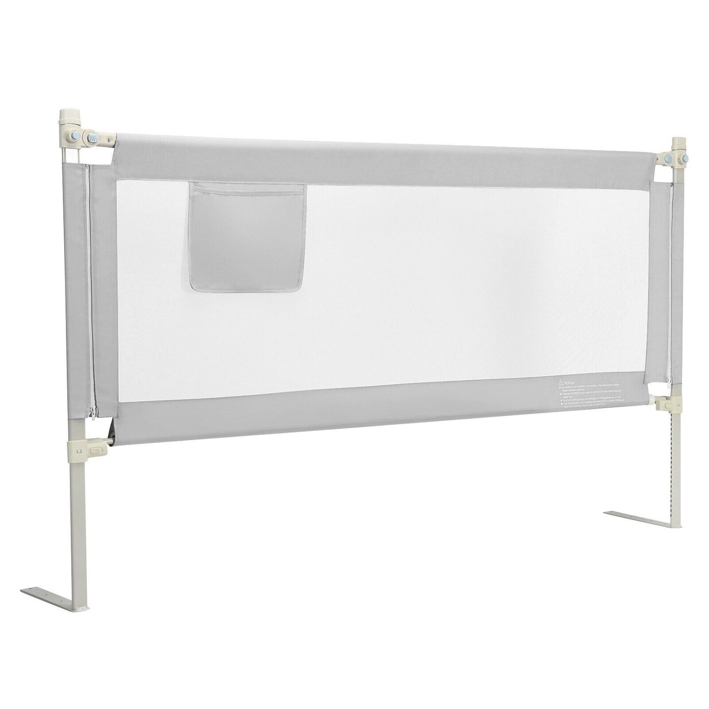 175 cm Infant Safety Bed Guardrail with Anti-Collision Cotton and Side Pocket-Blue