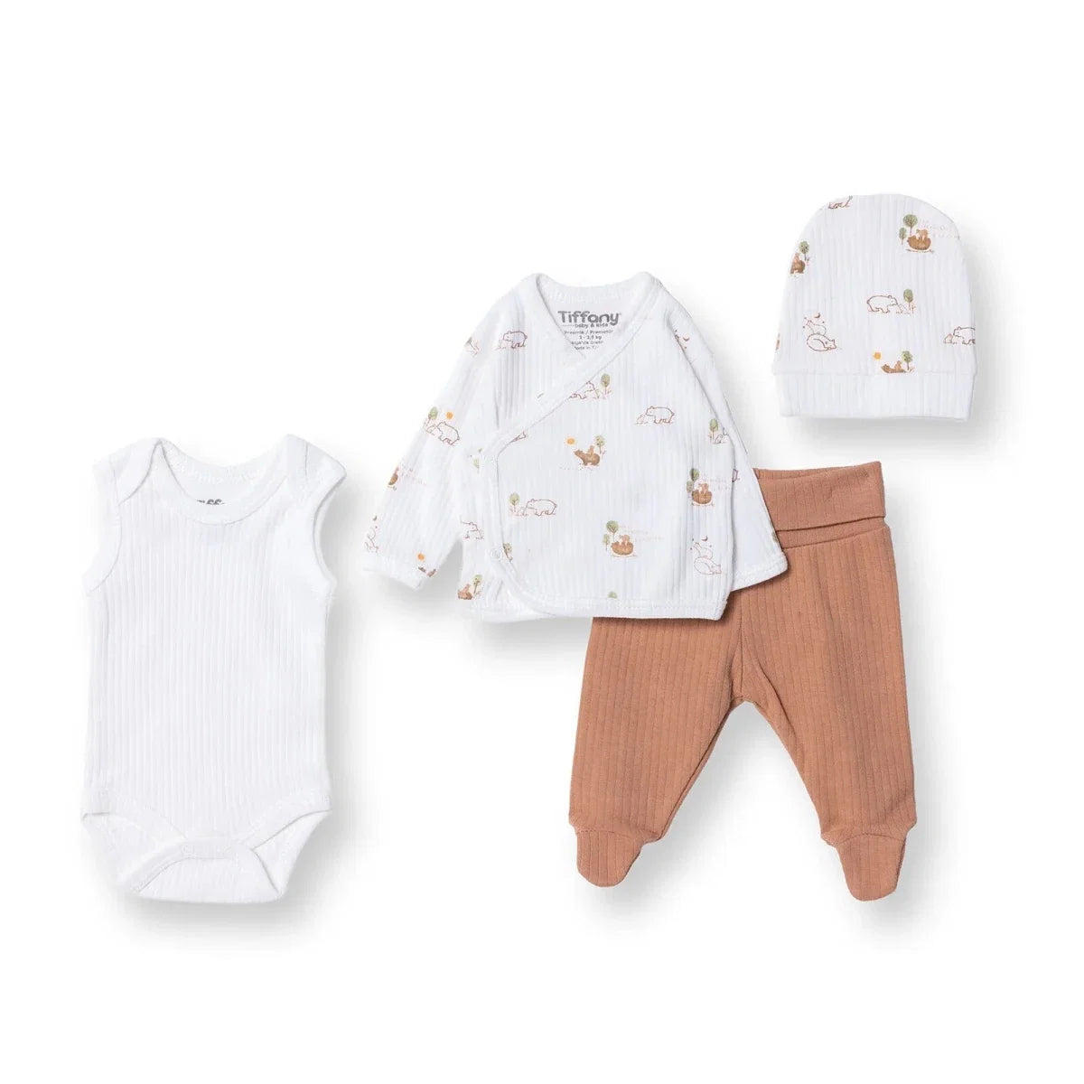Tiffany 100% Cotton Tiny Baby Set - Ecru