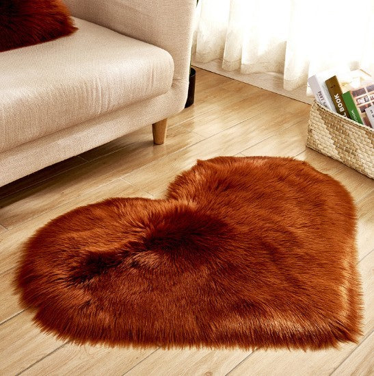 Heart Shaped Fluffy Rug - Non-Slip Plush Living Room Carpet Decor