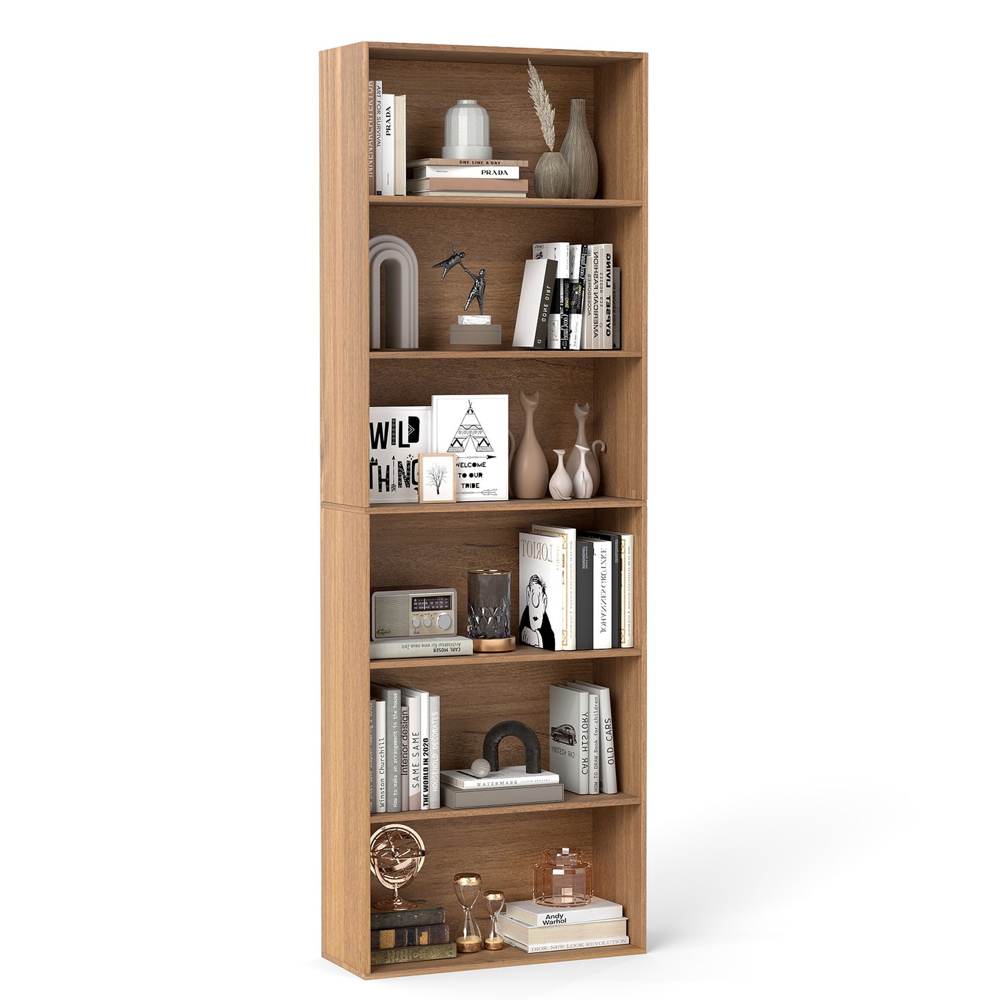 178cm 6-Tier Bookcase Display Rack with Foot Pads-Black