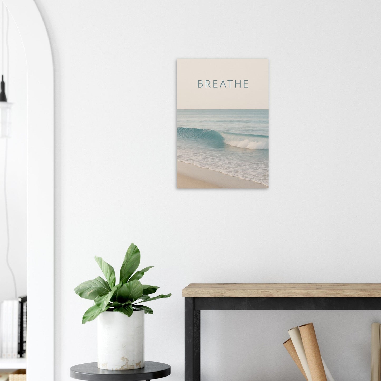 Breathe | Ocean Wave Minimalist Poster - Elegant Ocean Art Print for Home Decor