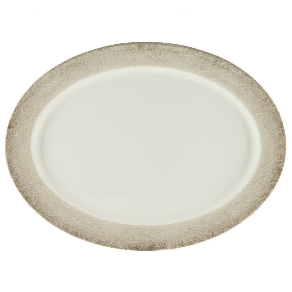 Jazz Oval Melamine Platter with Crackle-Finished Border