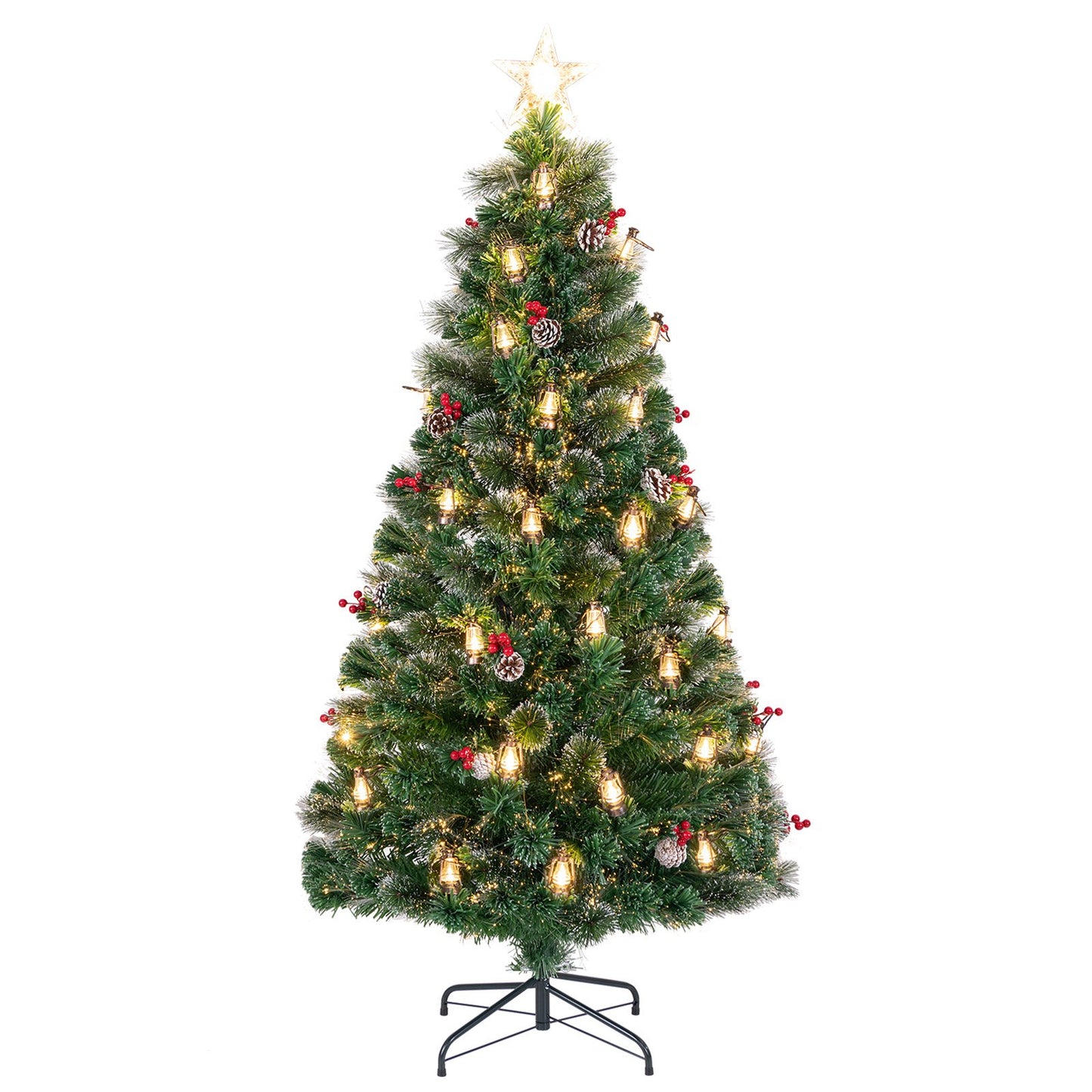 150/180CM  Artificial Christmas Tree with 8 Lighting Modes and Optical Fibers-150 cm