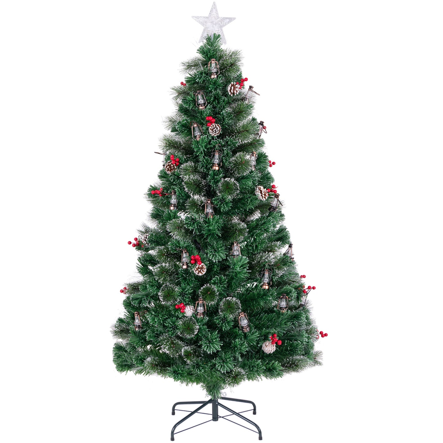 150/180CM  Artificial Christmas Tree with 8 Lighting Modes and Optical Fibers-150 cm