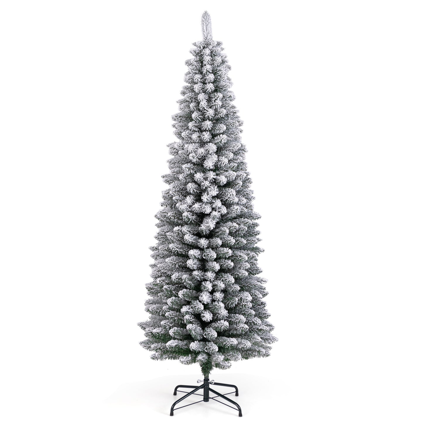 120/150/180 CM Snow Flocked Artificial Christmas Tree with 240/328/460 Branch Tips-1.2 M
