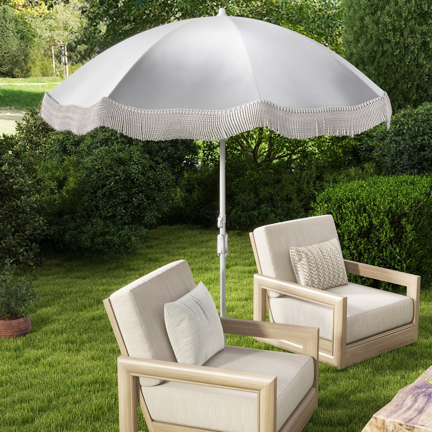 180 cm Outdoor Fringe Patio Umbrella with Carrying Bag-Blue
