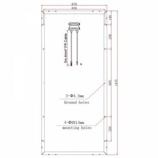 180W 12V solar panel with 5m cable