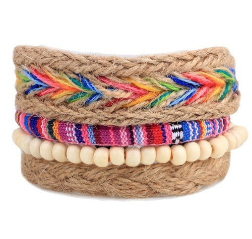 Leather Bracelet Men Multilayer Bead Bracelet Punk Wrap Bracelets