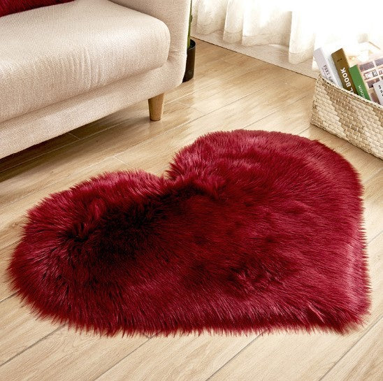 Heart Shaped Fluffy Rug - Non-Slip Plush Living Room Carpet Decor