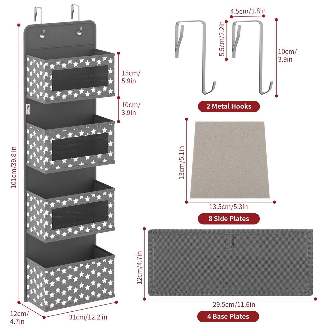VINSANI 4TIER DGREY HANGING ORGANISER 1010281