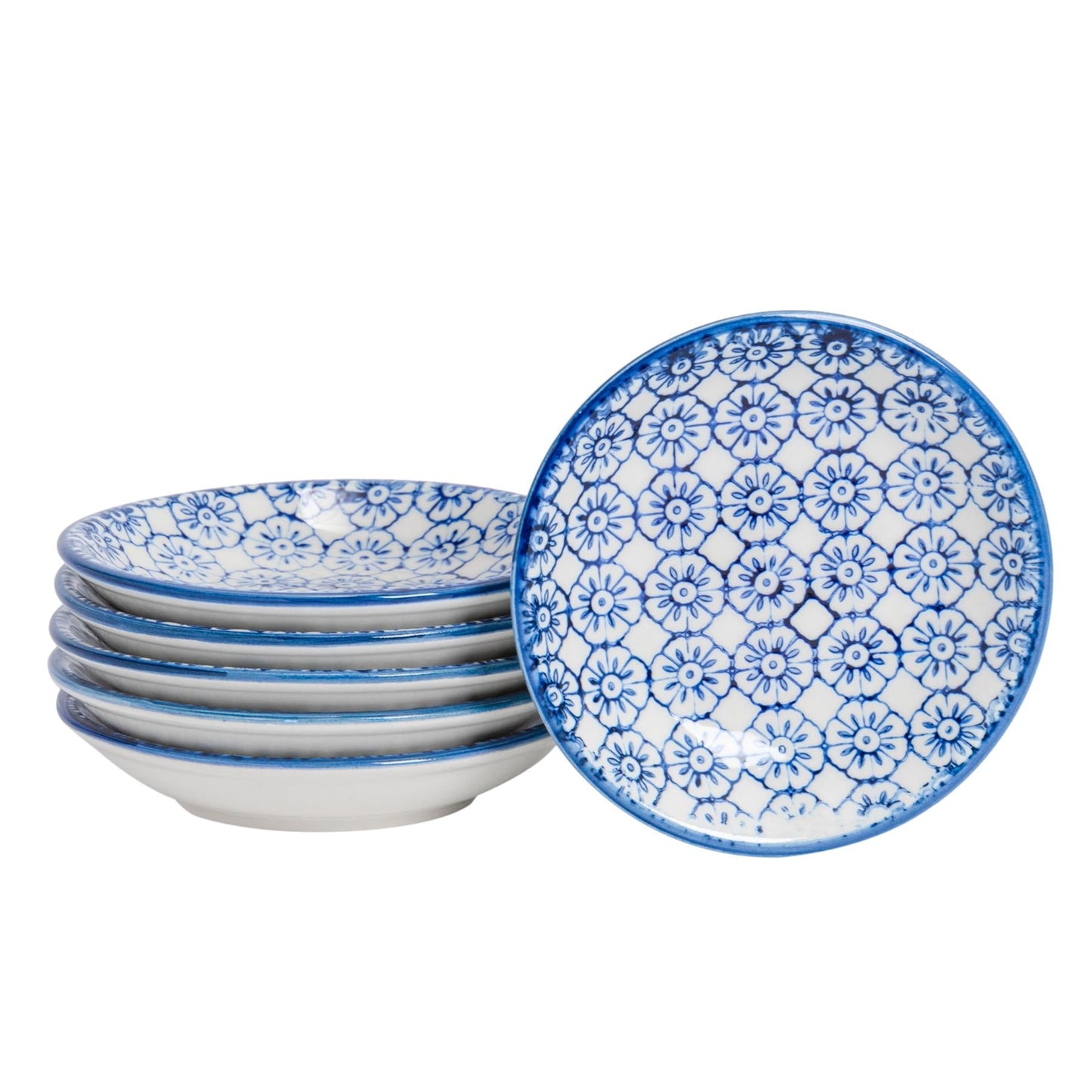 Hand-Printed Stoneware Sauce Dishes - 10cm - Pack of 6