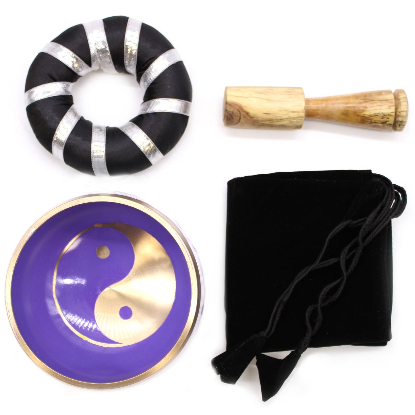 Yin & Yang Singing Bowl Set- White/Purple 10.7cm