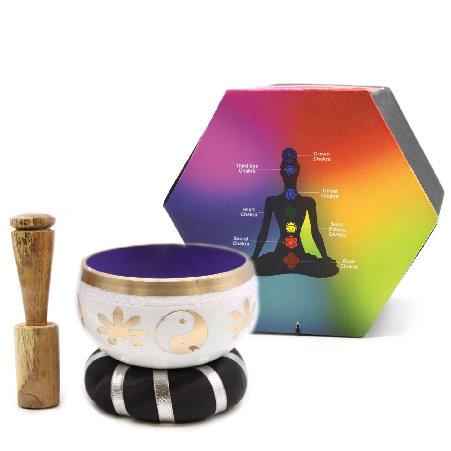 Yin & Yang Singing Bowl Set- White/Purple 10.7cm