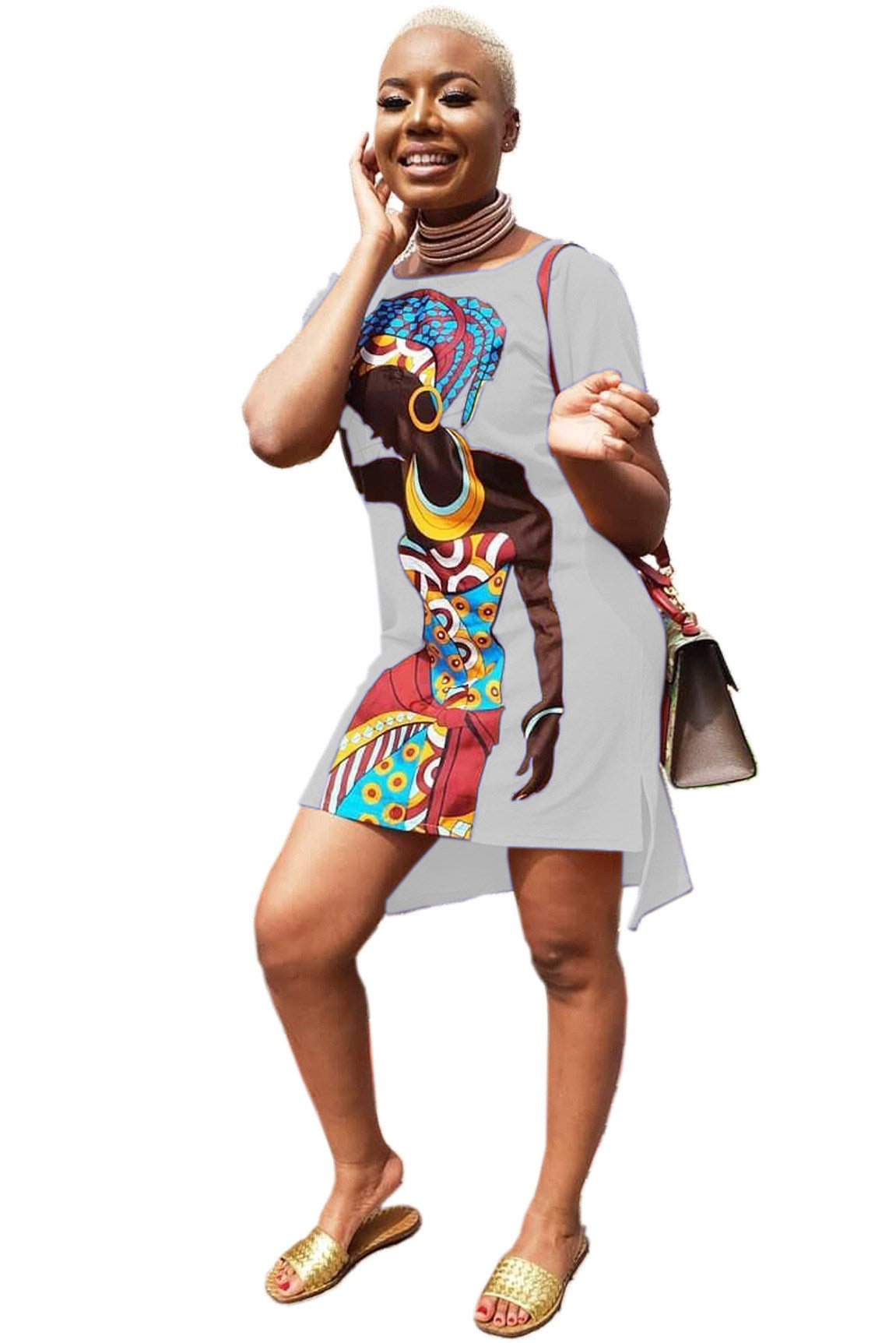 Dress sexy print slim V-neck / плат⫽е / women''s dress