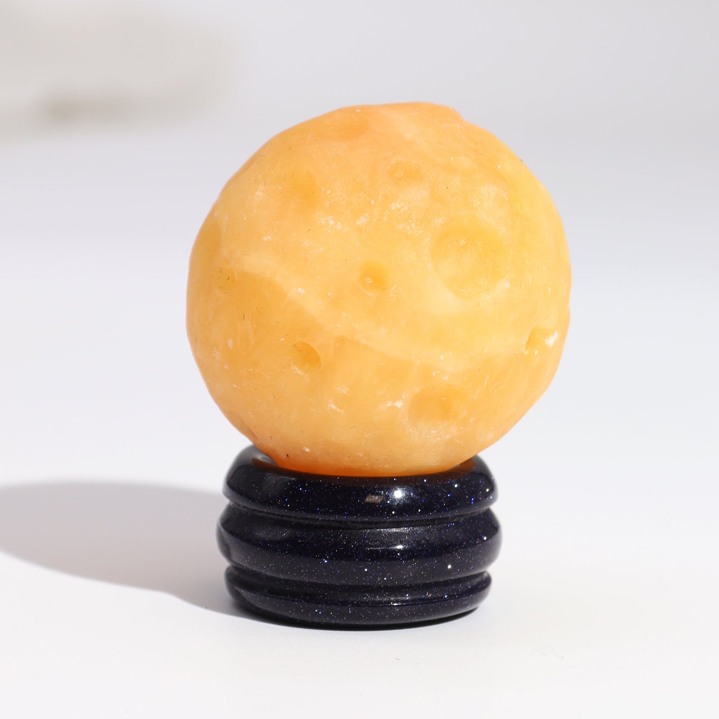 Yellow Jade Planet on a Sola Goldstone Stand (SATURN)