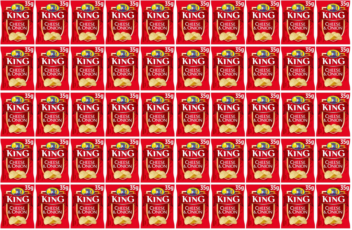 50 x King Cheese & Onion Flavour Potato Crisps 35G