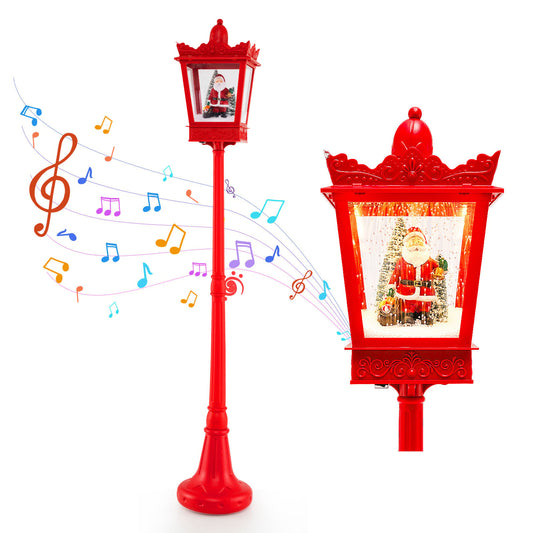 188 cm Christmas Streetlamp Plug-in Musical Lamp Post with LED Lights-Red