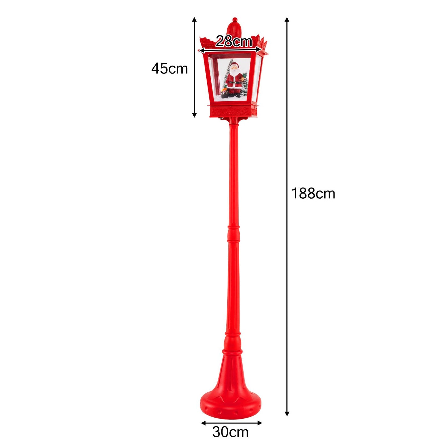 188 cm Christmas Streetlamp Plug-in Musical Lamp Post with LED Lights-Red