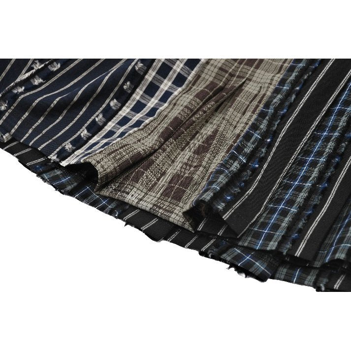 Dark in Love Sage Tartan Patchwork Leather-Waist Pleated Mini Skirt - Size UK 16 Left Only!