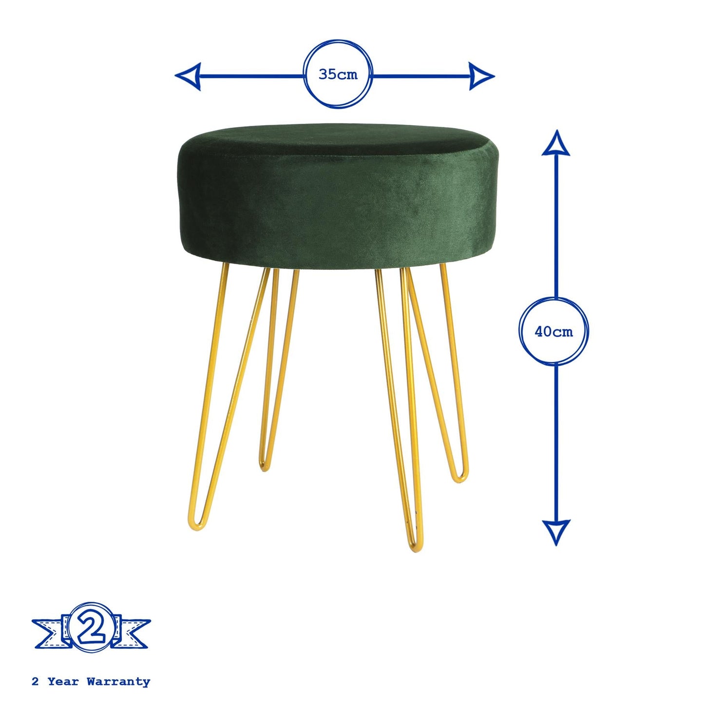 Black Round Velvet Footstool