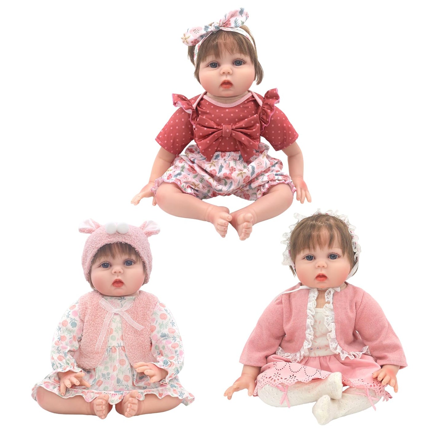 18INDC Reborn Doll Clothes for 20-22 Inch Dolls – 3 Sets with Dresses, Coat, and Headbands