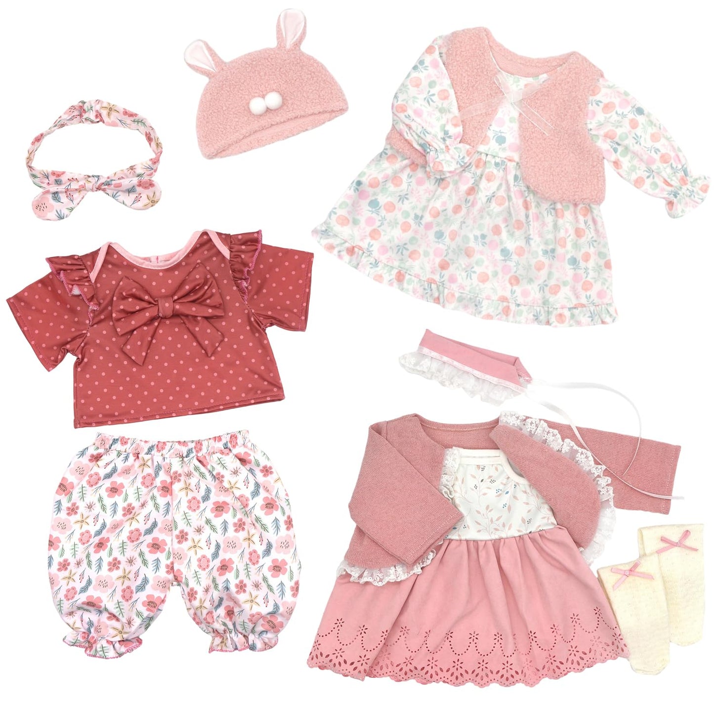 18INDC Reborn Doll Clothes for 20-22 Inch Dolls – 3 Sets with Dresses, Coat, and Headbands